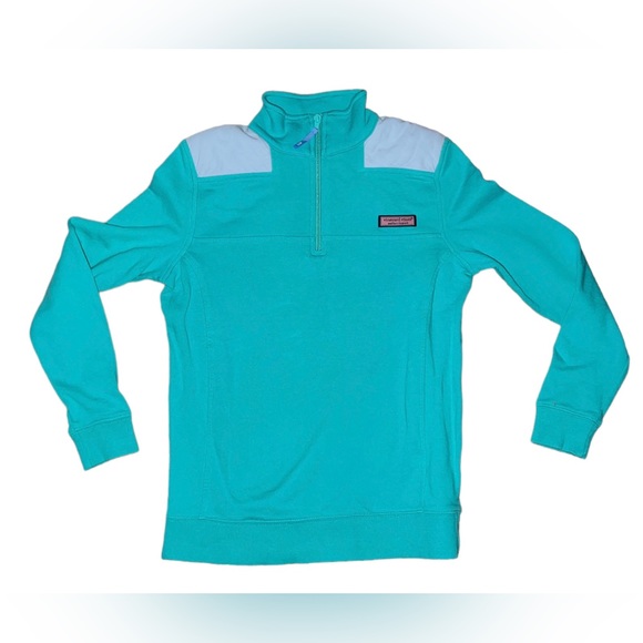 Vineyard Vines Women’s Green Oxford Shep Shirt Pullover 1/4 Zip XXS XxSmall - Picture 1 of 6
